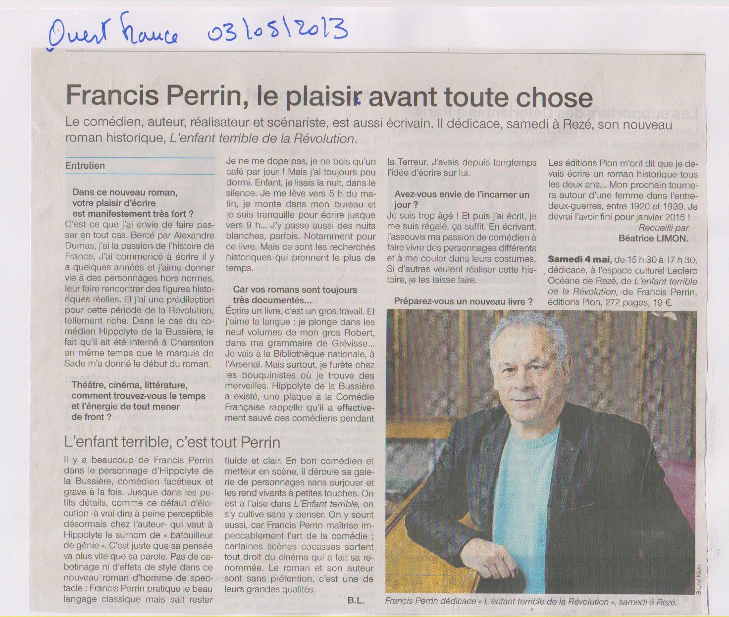 03.05.2013 - FRANCIS PERRIN - OUEST FRANCE