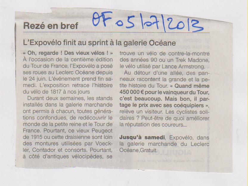 05.07.2013 - OUEST FRANCE - EXPO VELO
