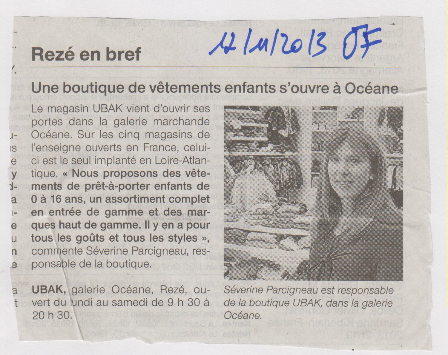 12.11.2013 - OUEST FRANCE - UBAK