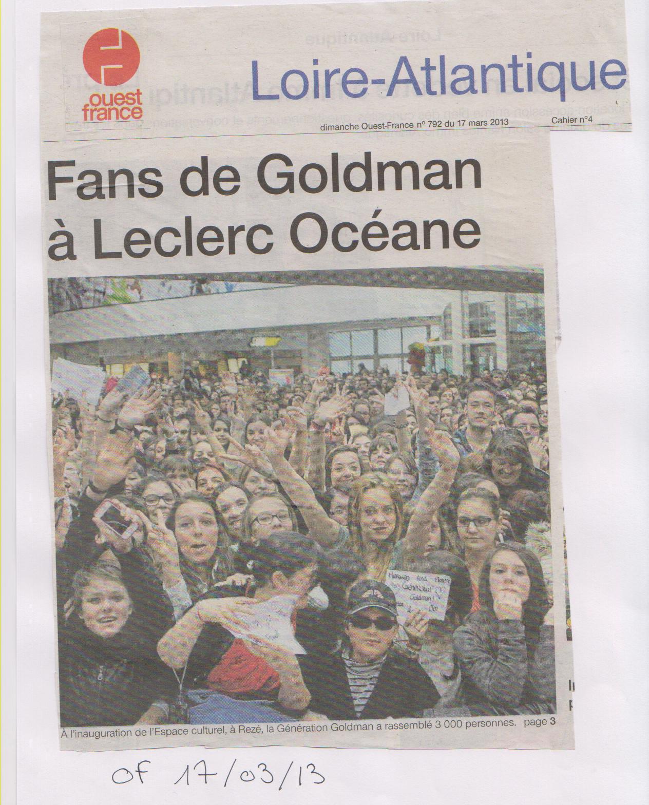 17-03-2013 OUEST FRANCE FANS DE GOLDMAN