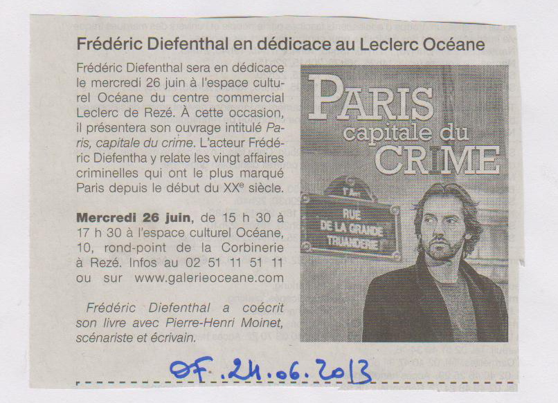 24.06.2013 - OUEST FRANCE - FREDERIC DIEFENTHAL