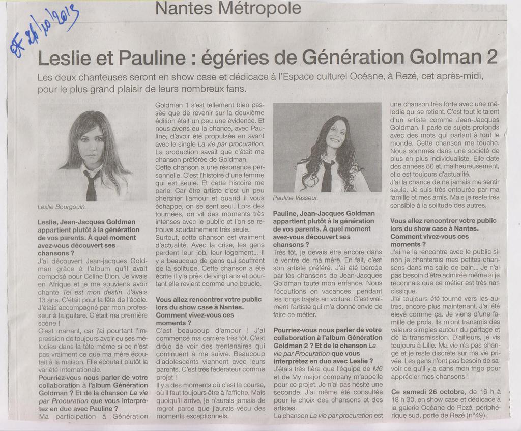 26.10.2013 - GENERATION GOLDMAN 6 OUEST FRANCE 2