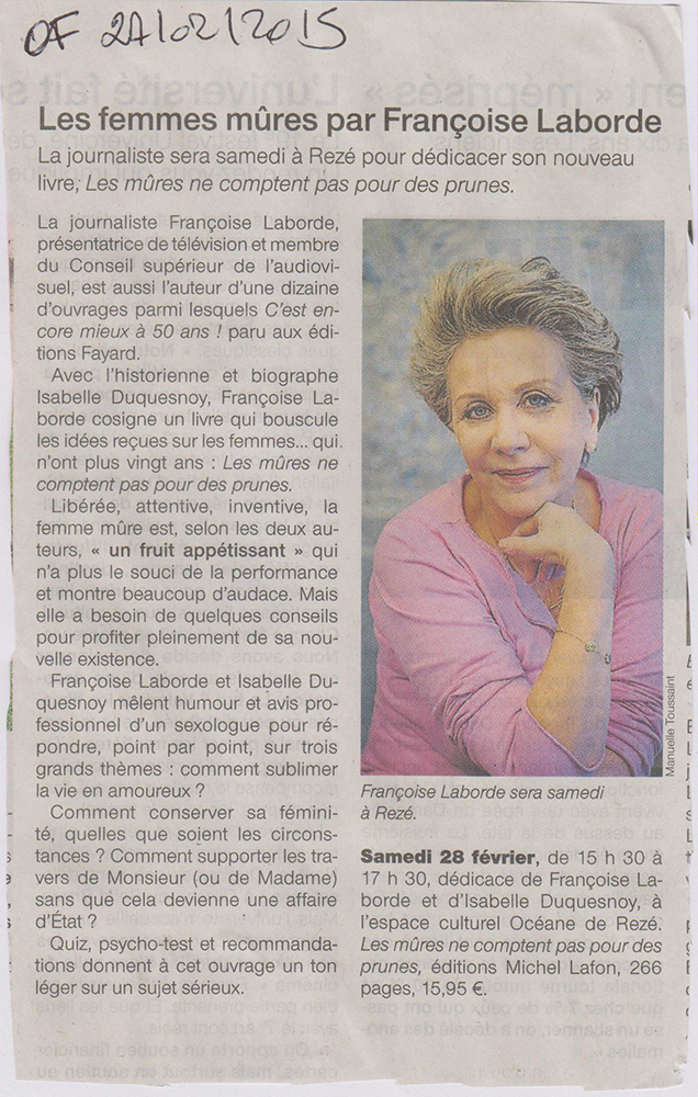 27.02.2015-OUEST FRANCE-FRANCOISE LABORDE