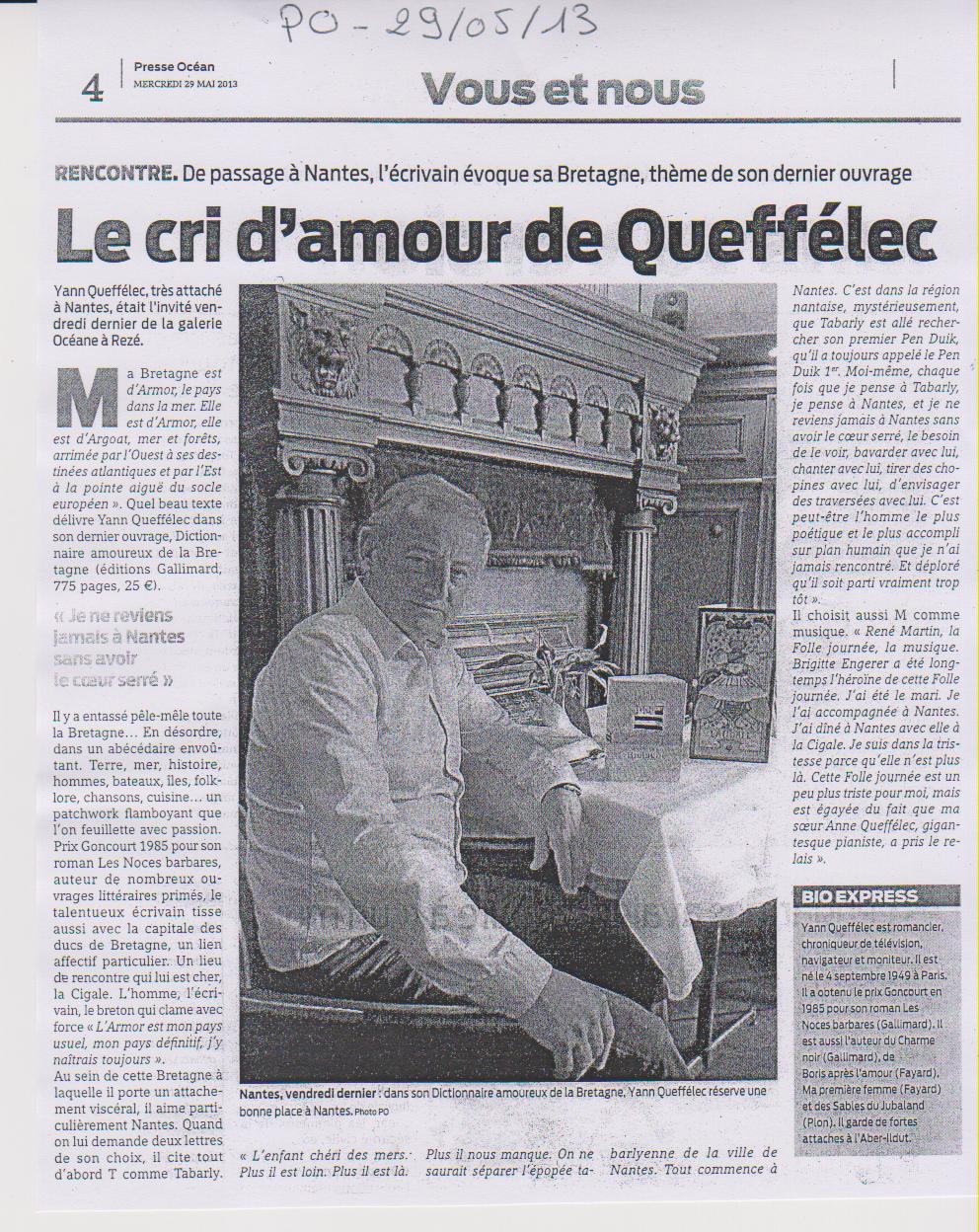 29.05.2013 - PRESSE OCEAN - YANN QUEFFELEC