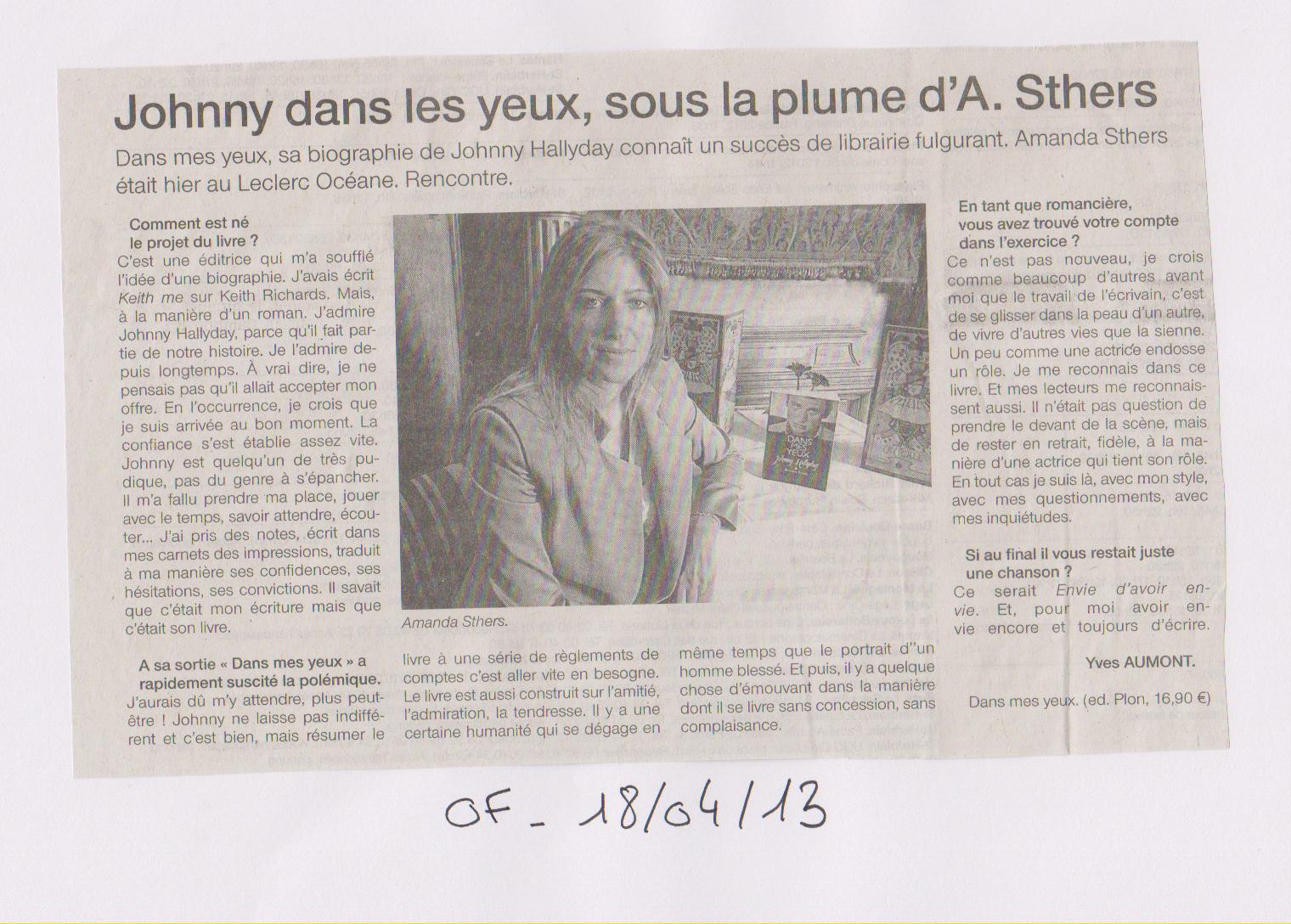 OUEST FRANCE - AMANDA STHERS - 18-04-13